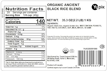 Yupik Organic Ancient Black Rice Blend, 2.2 lb, Non-GMO, Vegan, Pack of 1