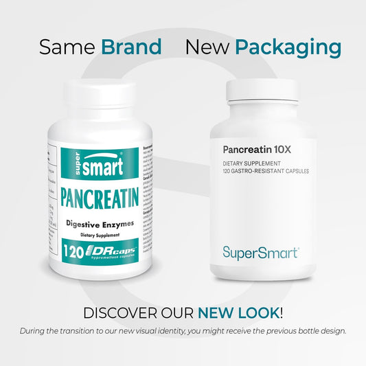 Supersmart - Pancreatin 10X 4000 Per Day (Extra Strength) - Digestive Enzymes Supplement - With Protease, Lipase, Amylase, Trypsin - Healthy Digestion Support | Non-Gmo & Gluten Free - 120 Dr Capsules