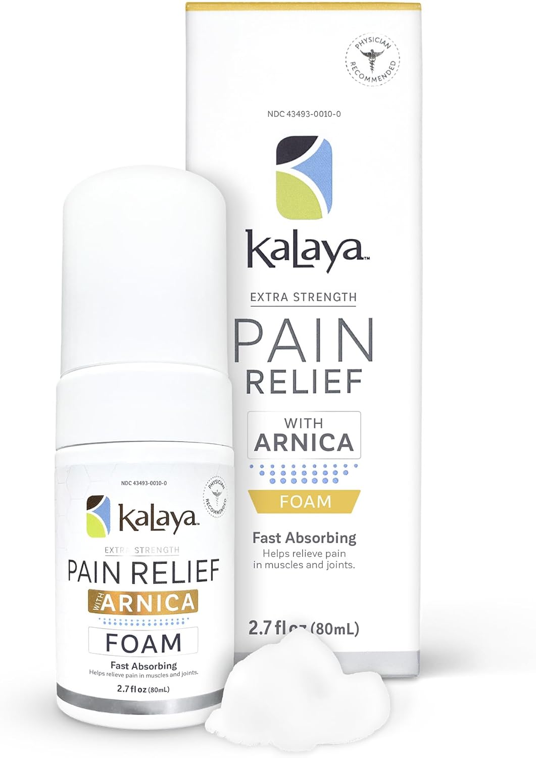 Kalaya Naturals Pain Relief Foam With Arnica - Extra Strength Foam Muscle Rub For Muscle Pain And Joint Pain With Arnica And Eucalyptus - For Adults And Children 12 And Up - 2.7 Oz