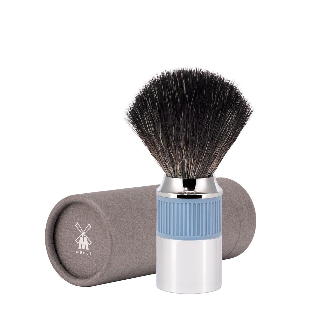 Mühle Neo Shaving Brush | Vegan Shave Brush For Shaving Soaps And Creams | Sustainable Eco-Friendly And Reusable |Exfoliating Shaving Brush | Chrome With Glacier Blue Silicone Grip Handle : Beauty & Personal Care