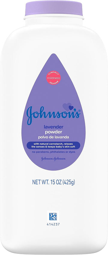 Johnson'S Lavender Baby Powder With Naturally Derived Cornstarch, Gently Soothes Delicate Skin, Hypoallergenic, And Free Of Parabens, Phthalates, And Dyes, Lavender Scent, 15 Oz