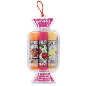 Lip Smacker Original & Best Candy Lip Balm Trio- Pink Holiday Punch, Cherry, Vanilla