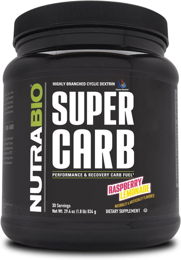 NutraBio Super Carb - Complex Carbohydrate Supplement Powder - Cluster Dextrin and Electrolytes for Performance Enhancement & Muscle Recovery - Raspberry Lemonade, 30 Servings