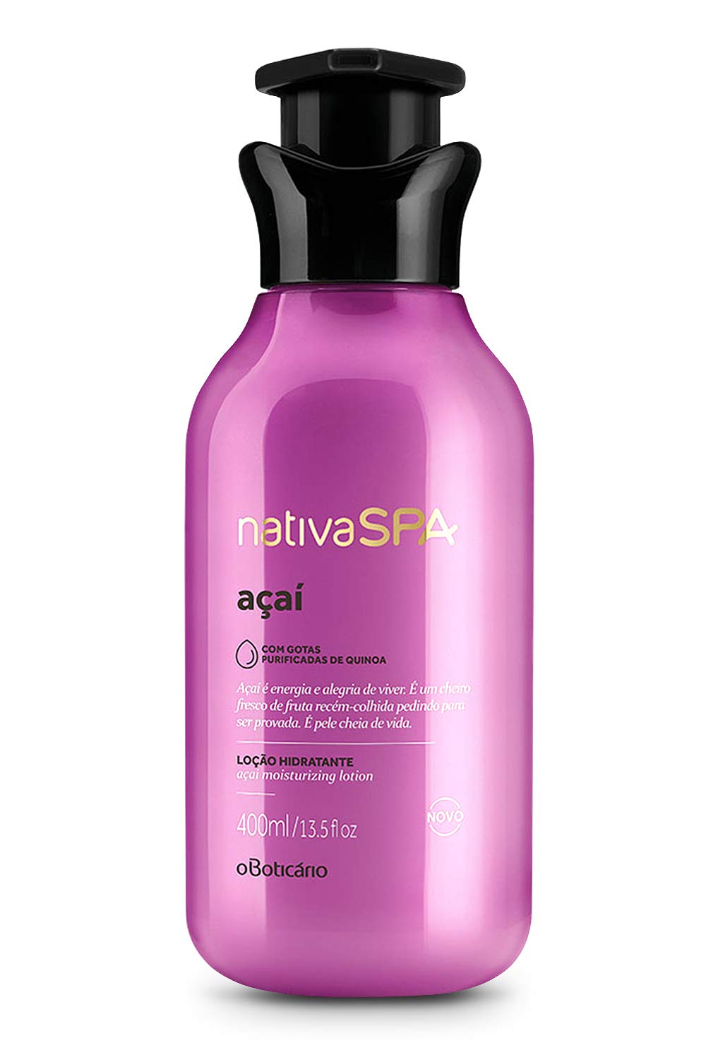 Nativa Spa By O Boticário, Açaí Moisturizing Body Lotion | Long-Lasting Hydration And Lightweight, Fragranced Moisturizer, 13.5 Ounce