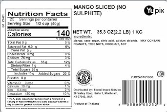Yupik Sulfite Free Dried, Sliced Mango, 2.2 lb