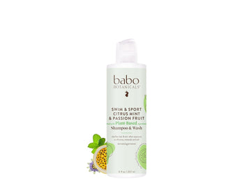 Babo Botanicals Swim & Sport Citrus Mint & Passion Fruit Shampoo & Wash - Purifying Cleanser For Hair & Body- Removes Chlorine & Sweat - For All Ages - Scented With Citrus & Peppermint Essential Oils