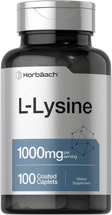 Horbäach L-Lysine 1000Mg | 100 Coated Caplets | Free Form Dietary Supplement | Essential Amino Acid | Vegetarian, Non-Gmo, And Gluten Free Formula