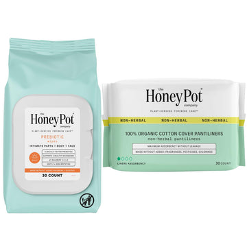 The Honey Pot Company - Prebiotic Feminine Wipes & Non-Herbal Liners Bundle - Ph Balanced Natural Hygiene Feminine Products - Sanitary Pads For Women - Feminine Care - Fsa & Hsa Eligible