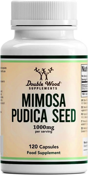 Double Wood Mimosa Pudica Seed Supplement | 120 High Strength Mimosa Pudica Capsules - 1000Mg Per Serving | Mimosa Pudica Seed Extract 10:1 | Non-Gmo & Gluten Free (120 Capsules)