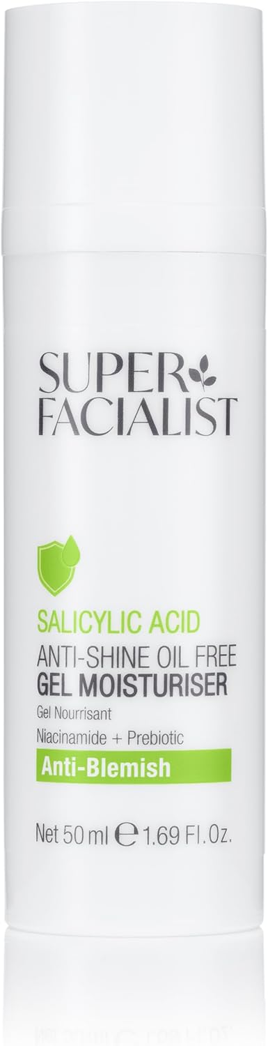 Super Facialist Anti Blemish Clarifying Gel Moisturiser With Salicylic Acid - Hydrating Oil-Free Face Cream With Niacinamide For Acne Treatment & Blackhead Remover, Vegan Friendly - 50Ml