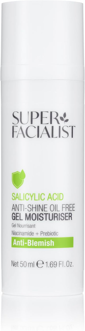 Super Facialist Anti Blemish Clarifying Gel Moisturiser With Salicylic Acid - Hydrating Oil-Free Face Cream With Niacinamide For Acne Treatment & Blackhead Remover, Vegan Friendly - 50Ml