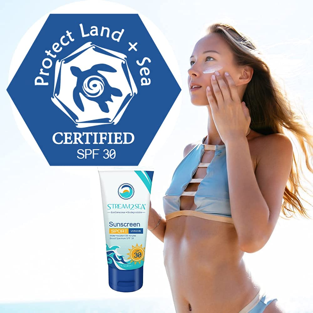 STREAM 2 SEA SPF 30 Mineral Sunscreen Biodegradable and Reef Safe Sunscreen, 3 Fl oz Non-Greasy and Moisturizing Mineral Sunscreen For Face Protection and Body Against UVA and UVB : Beauty & Personal Care