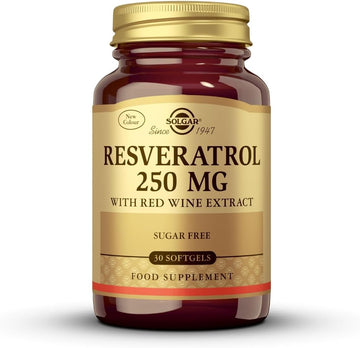 Solgar Resveratrol With Red Wine Extract, 250 Mg, 30 Softgels - Antioxidant Protection - Immune Support - Red Wine Polyphenol - Non-Gmo, Gluten Free, Dairy Free - 30 Servings