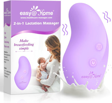 Easy@Home Lactation Massager for Breastfeeding: 2-in-1 Nursing Baby Pump Mom Breast Support | Warming Sore Tenderness Relief Nipple Massage | Postpartum Essential | Improves Breastmilk Flow EHL038