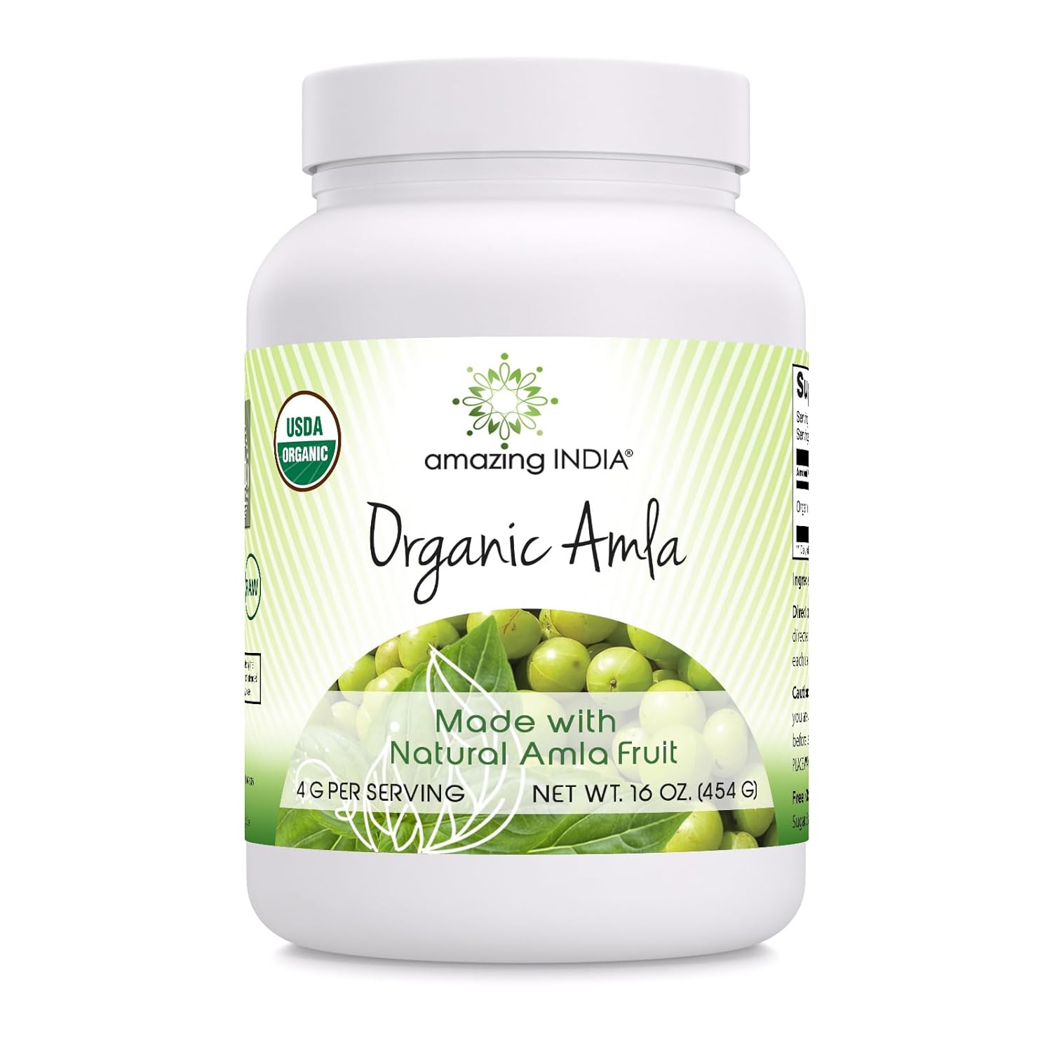 Amazing India USDA Certified Organic Amla Powder Supplement | 16 Oz | Raw Vegan | Non-GMO | Gluten-Free | Made in USA