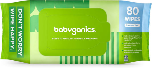 Babyganics Baby Wipes, Unscented Diaper Wipes , 400 Count, (5 Packs Of 80), Non-Allergenic And Formulated With Plant Derived Ingredients