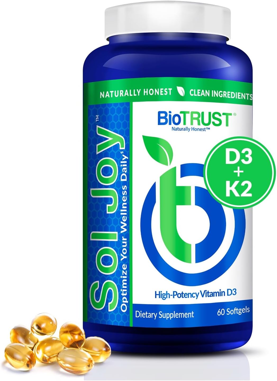 Biotrust Sol Joy, High-Potency Vitamin D3 K2 – High Potency (50 Mcg)