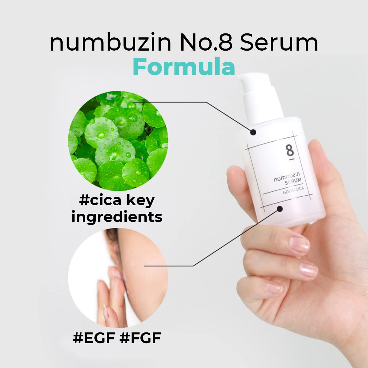 numbuzin No.8 Fine Cica Serum | Soothe Irritated Skin, Centella Asiatica, Madecassic Acid, Panthenol | Korean Skin Care for Face, 1.69 fl oz : Beauty & Personal Care