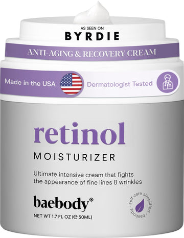 Baebody Made In Usa Retinol Face Moisturizer For Women And Men - Anti Aging Face Cream - Day & Night Anti Wrinkle Cream For Women, Jojoba Oil And Vitamin E, 1.7 Oz - Beauty Gifts For Women