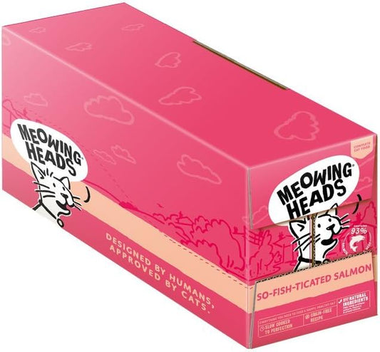 Meowing Heads Wet Cat Food - So-fish-ticated Salmon - 93% Natural Salmon Pouches with No Artificial Flavours, Grain-Free Recipe (10 x 100 g)?5060189114245