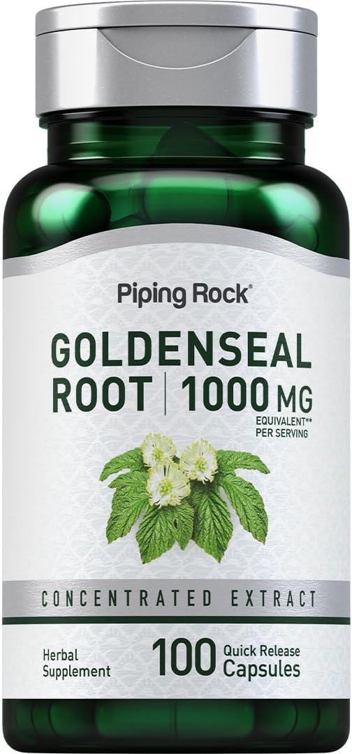 Piping Rock Goldenseal Root Capsules 1000mg | 100 Capsules | Herbal Supplement | Concentrated Extract | Non-GMO, Gluten Free