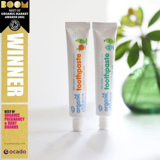 Green People Organic Children Mandarin & Aloe Vera Toothpaste | 100% Natural Toothpaste For Babies & Kids | Safe If Swallowed | Fluoride Free & Sls Free | Non Mint Toothpaste For Kids, Mandarin, 50 Ml
