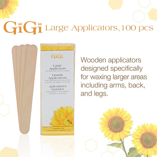 Gigi Large Wax Applicators For Bikini Line And Body Waxing, 100 Pieces