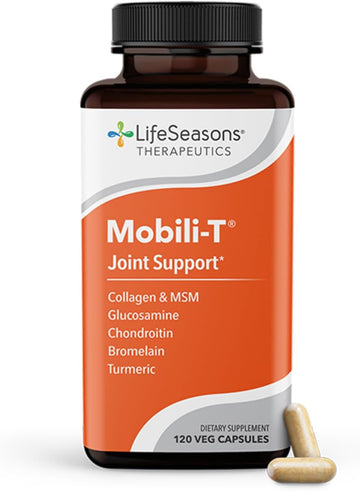 LifeSeasons Mobili-T - Joint Support Supplement - Glucosamine Chondroitin MSM Collagen Bromelain & Turmeric - Reduce Inflammation & Aches - Increase Range of Motion & Mobility - 120 Capsules