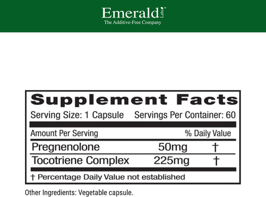 EMERALD LABS Pregnenolone 50mg - Premium Wellness Supplement to Help Brain Health, Immune Support & Hormonal Balance - Gluten-Free - 60 Vegetable Capsules (30-Day Supply)