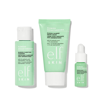 E.L.F. Skin Blemish Control Basics, 3-Step Travel Size Blemish Skincare Routine For Clear Skin, Soothes & Evens Out Skin Tone