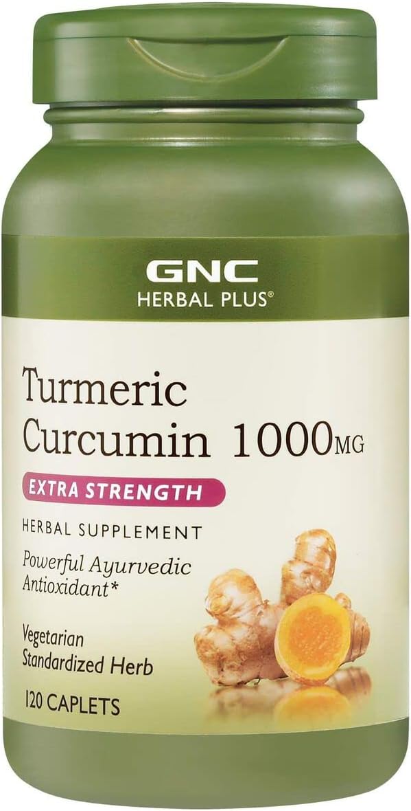 Gnc Herbal Plus Turmeric Curcumin 1000Mg Extra Strength, 120 Caplets, Provides Antioxidant Support