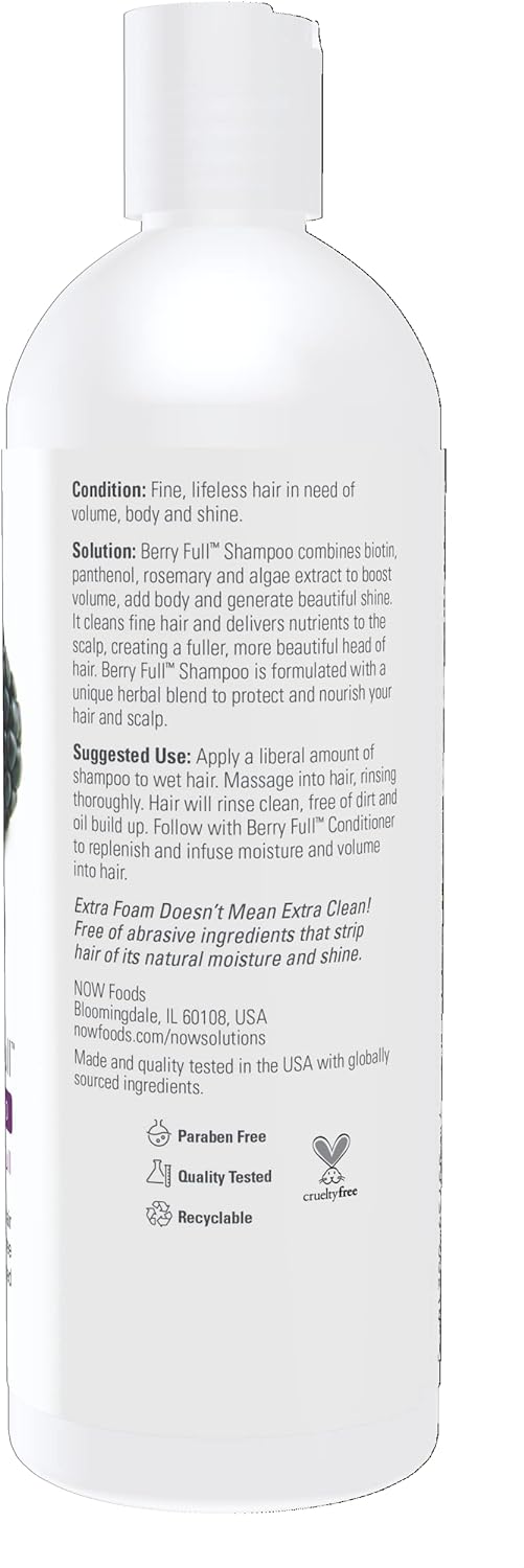 NOW Solutions, Berry Full™, Volume Boost Shampoo for Fine Hair with Biotin, pH Balanced, 16-Ounce