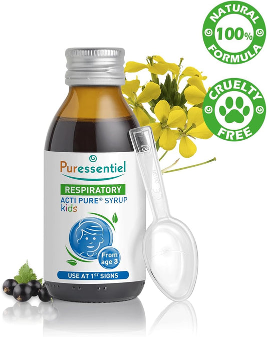 Puressentiel Acti Pure Kids Syrup 125Ml – Colds & Sore Throat Syrup - Relieves Sore Throats Immediately And Decongestant - Supports Kids Immunity - 100% Natural Formula - Suitable For Children Aged 3+