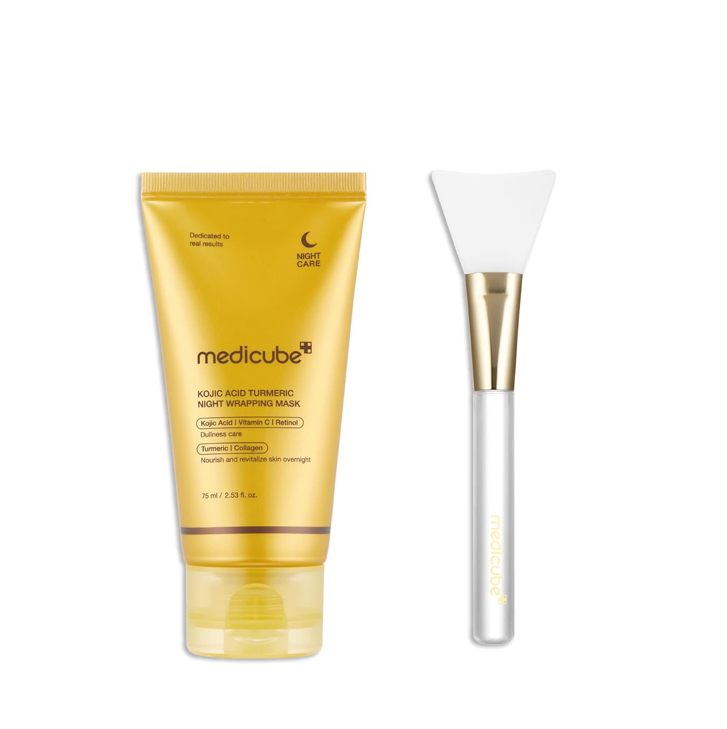 Medicube Overnight Glow Duo For Uneven Skin Tone: Turmeric Overnight Wrapping Peel Off Mask And Jelly Brush : Beauty & Personal Care