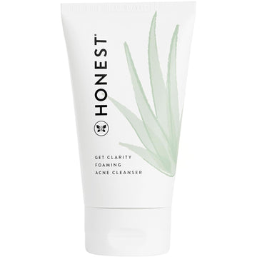 Honest Beauty Get Clarity Cream To Foam Acne Cleanser For Oily Skin | Colloidal Sulfur + Apple Ahas | Vegan + Cruelty Free | 4 Fl Oz