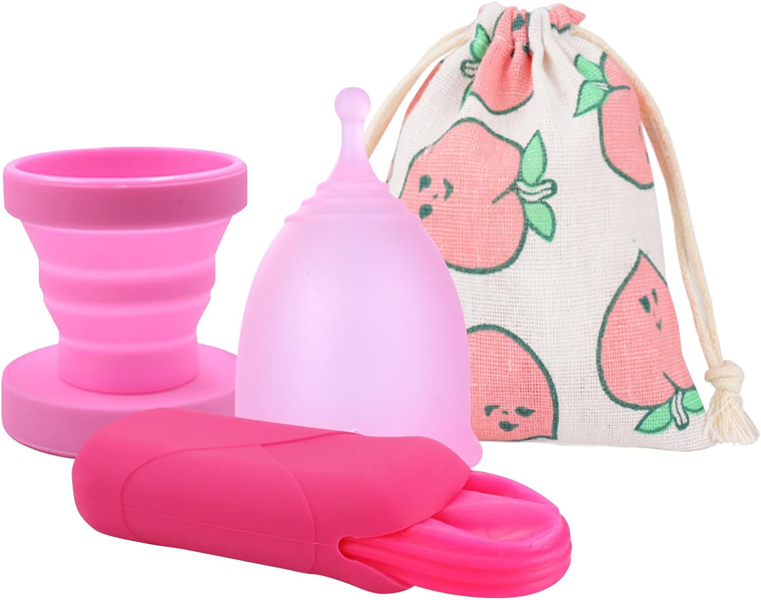 Menstrual Cup and Menstrual Disc Set with Foldable Cup & Storage Bag, Reusable Period Cups Kit for Girls & Women, Silicone Soft Cups Menstrual Cups(Pink)