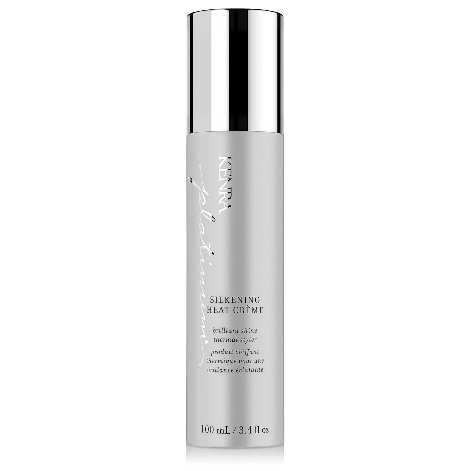 Kenra Platinum Silkening Heat Crème | Brilliant Shine Thermal Styler | Reduces Hot Tool Passes By 50% | Prevents Breakage & Improve Manageability | Heat Protectant | All Hair Types | 3.4 Fl. Oz