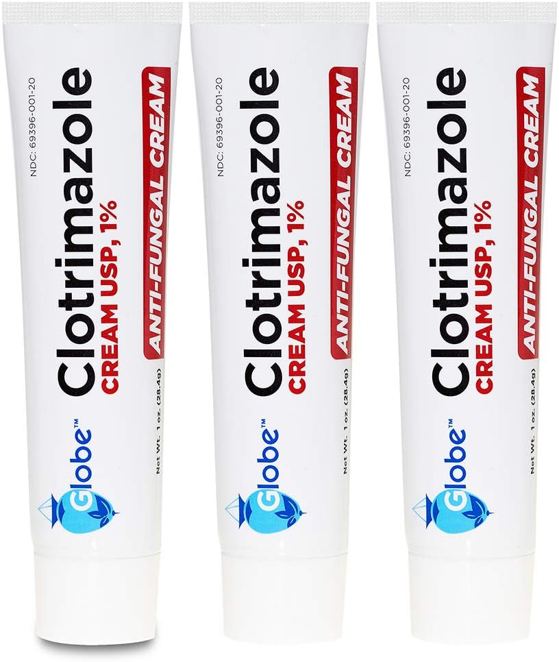 Globe (3 Pack) Clotrimazole Cream 1% (1 Oz) Cures Athlete’S Foot, Jock Itch, Ringworm. Relieves The Itching, Irritation, Redness, Scaling And Discomfort