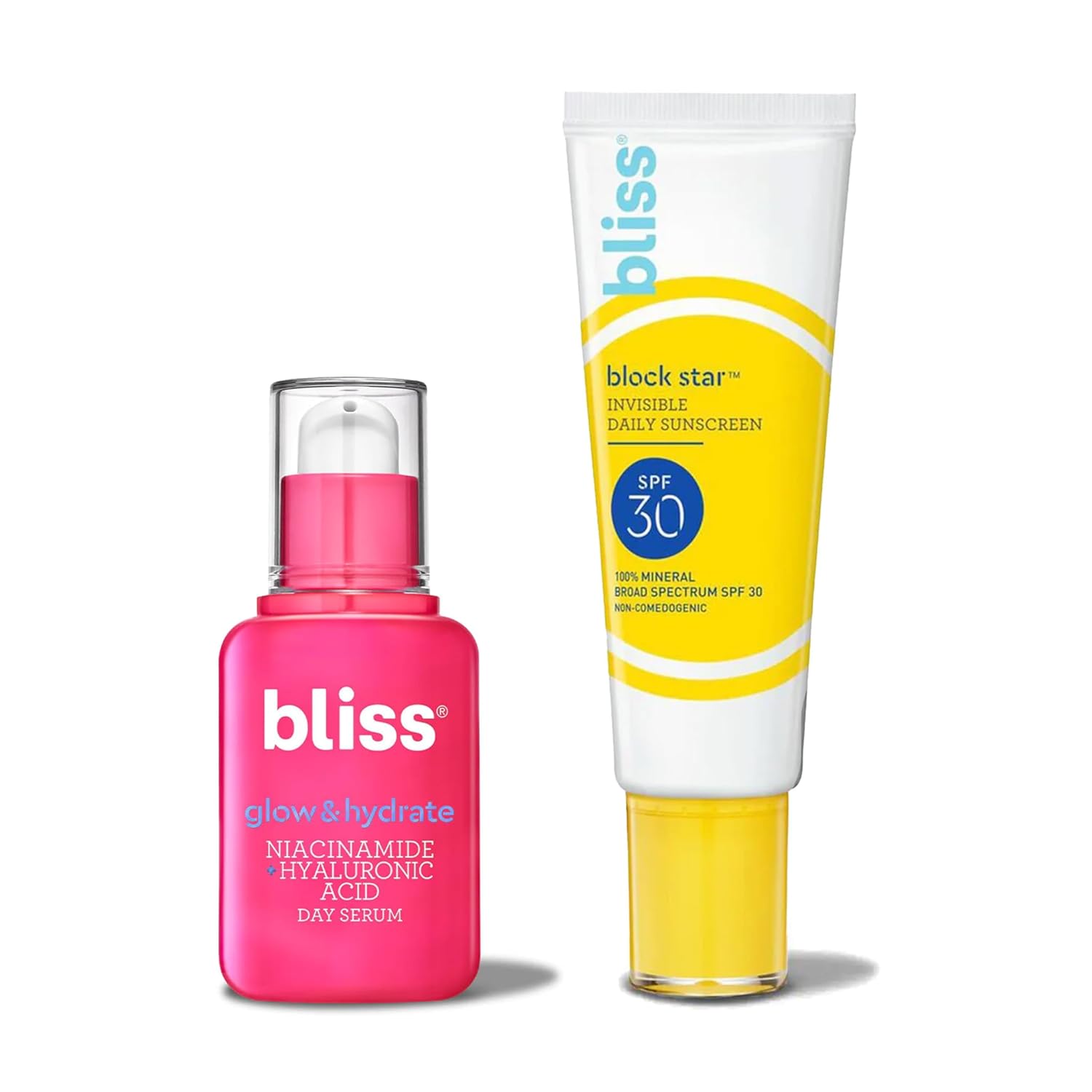 Bliss Block Star Spf 30 Invisible Daily Tinted Sunscreen With Zinc Oxide, Sunscreen & Makeup Primer + Glow & Hydrate Serum - Niacinamide + Hyaluronic Acid Serum