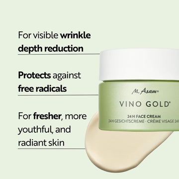 M. Asam Vino Gold 24H Facial Cream (1.69 Fl Oz)- 24H Day Cream & Night Moisturizer Against Lines & Wrinkles, Protection Against Skin Aging, Anti-Aging, Vegan Facial Care, Skincare For Women