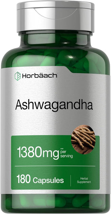 Horbaach Ashwagandha Root Extract Supplement 1380Mg | 180 Capsules | Non-Gmo, Gluten Free