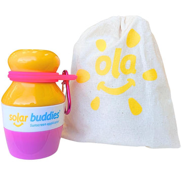 Pink Bag Bundle Solar Buddies Refillable Roll On Sunscreen Suncream Applicator Bag Bundle With Applicator Carabina Clip For Families, Kids, Adults, Travel Set, With A Free Sticker Pack (Pink) : Beauty & Personal Care