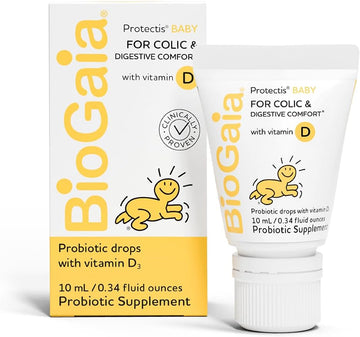 Biogaia Baby Probiotic Drops - Colic & Gas Relief + Vitamin D, 50-Day Supply, Safe For Newborns, Reduces Crying, Fussing, Colic, Gas, Spit-Ups & Constipation, No Allergens, Dairy Or Soy