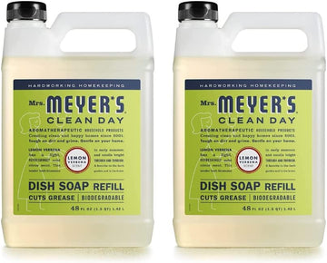 MRS. MEYER'S CLEAN DAY Liquid Dish Soap Refill, Biodegradable Formula, Lemon Verbena, 48 Fl Oz. (Pack of 2)