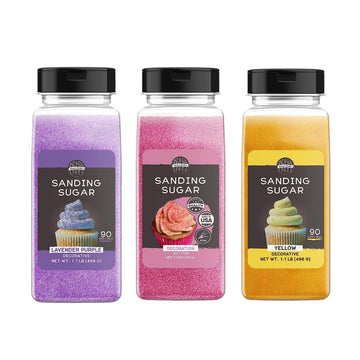 Birch & Meadow Princess Sanding Sugar Bundle 1 lb., Mixed Colors, Colorful Sugar Crystals for Festive Holiday Baking