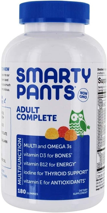 SmartyPants Adult Complete Daily Gummy Vitamins: Gluten Free, Multivitamin & Omega 3 DHA/EPA Fish Oil, Methyl B12, Vitamin D3, Non-GMO, 180 count (30 Day Supply)