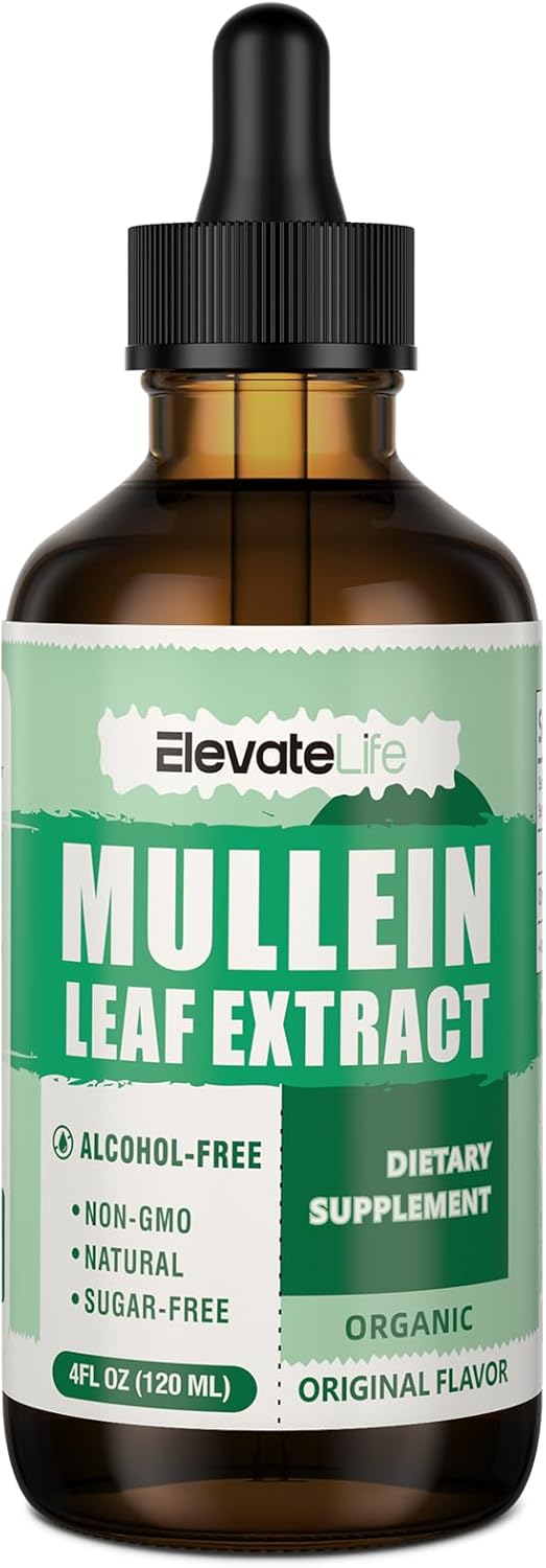 Mullein Drops For Lungs - Lung Cleanse & Detox - Vegan Mullein Leaf Extract Liquid Tincture, Support For Respiratory, Immune, Digestive System, Natural Herbal Supplement, Non-Gmo,4 Fl Oz