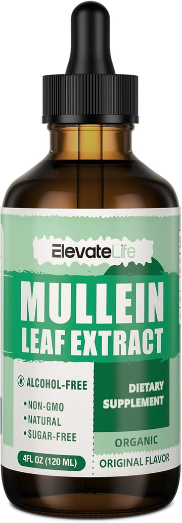 Mullein Drops For Lungs - Lung Cleanse & Detox - Vegan Mullein Leaf Extract Liquid Tincture, Support For Respiratory, Immune, Digestive System, Natural Herbal Supplement, Non-Gmo,4 Fl Oz