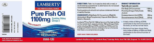 Lamberts Pure Fish Oil 1100Mg Omega 3 Capsules, 120 Count