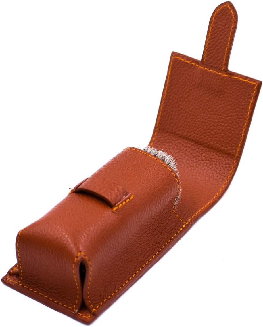 Parker Genuine Leather Travel Shaving Brush Case – Saddle Brown, Handmade Protective Cover For Standard Shave Brushes : Beauty & Personal Care